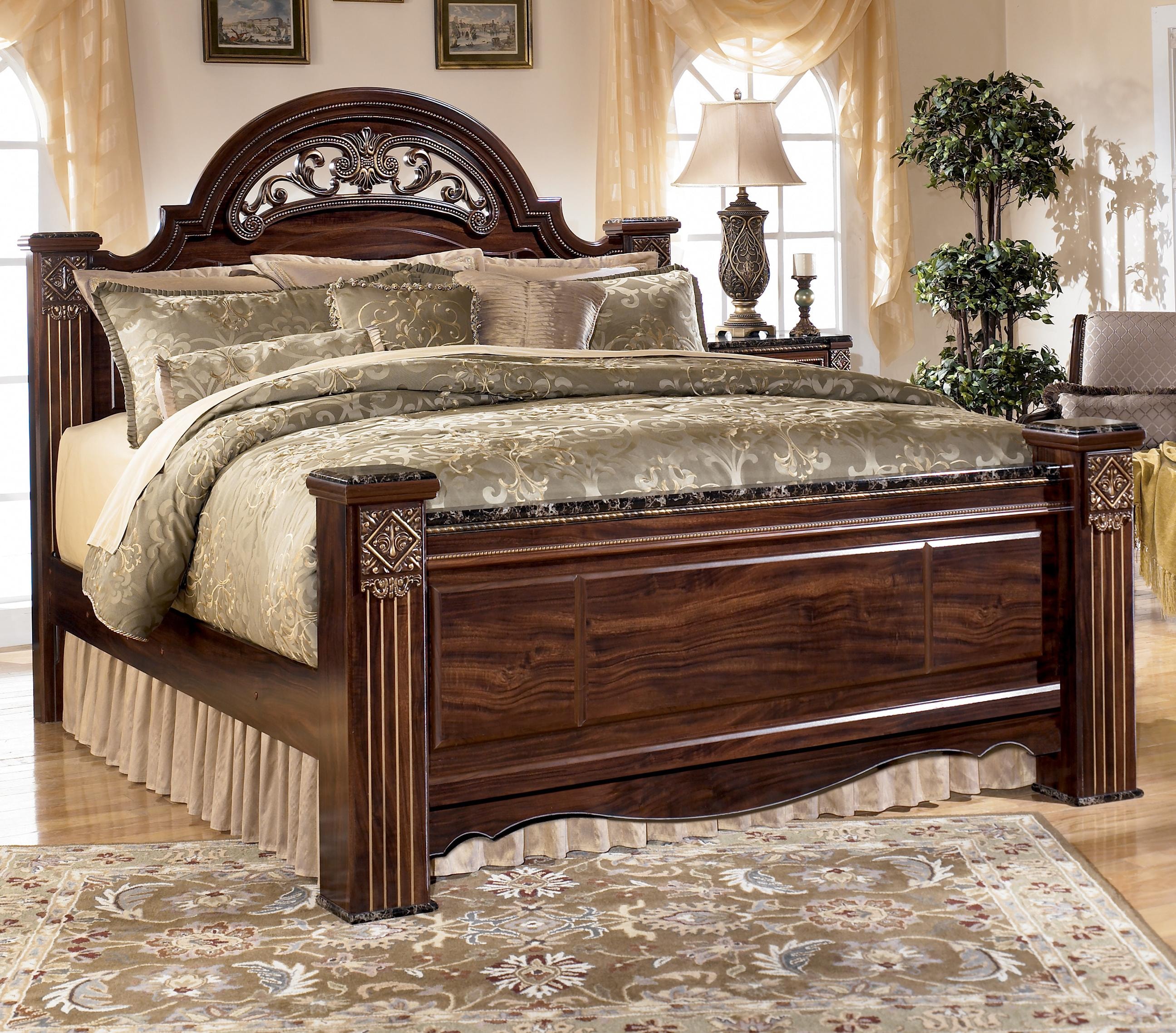 ashley traditional bedroom furniture canopy signature design by ashley gabriela traditional queen poster bed with faux marble detail ashley traditional bedroom furniture canopy signature design by ashley gabriela traditional queen poster bed with faux marble detail